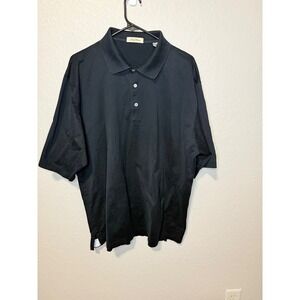 Peter Millar Mens XL Black Polo Shirt Short Sleeve Cotton Casual